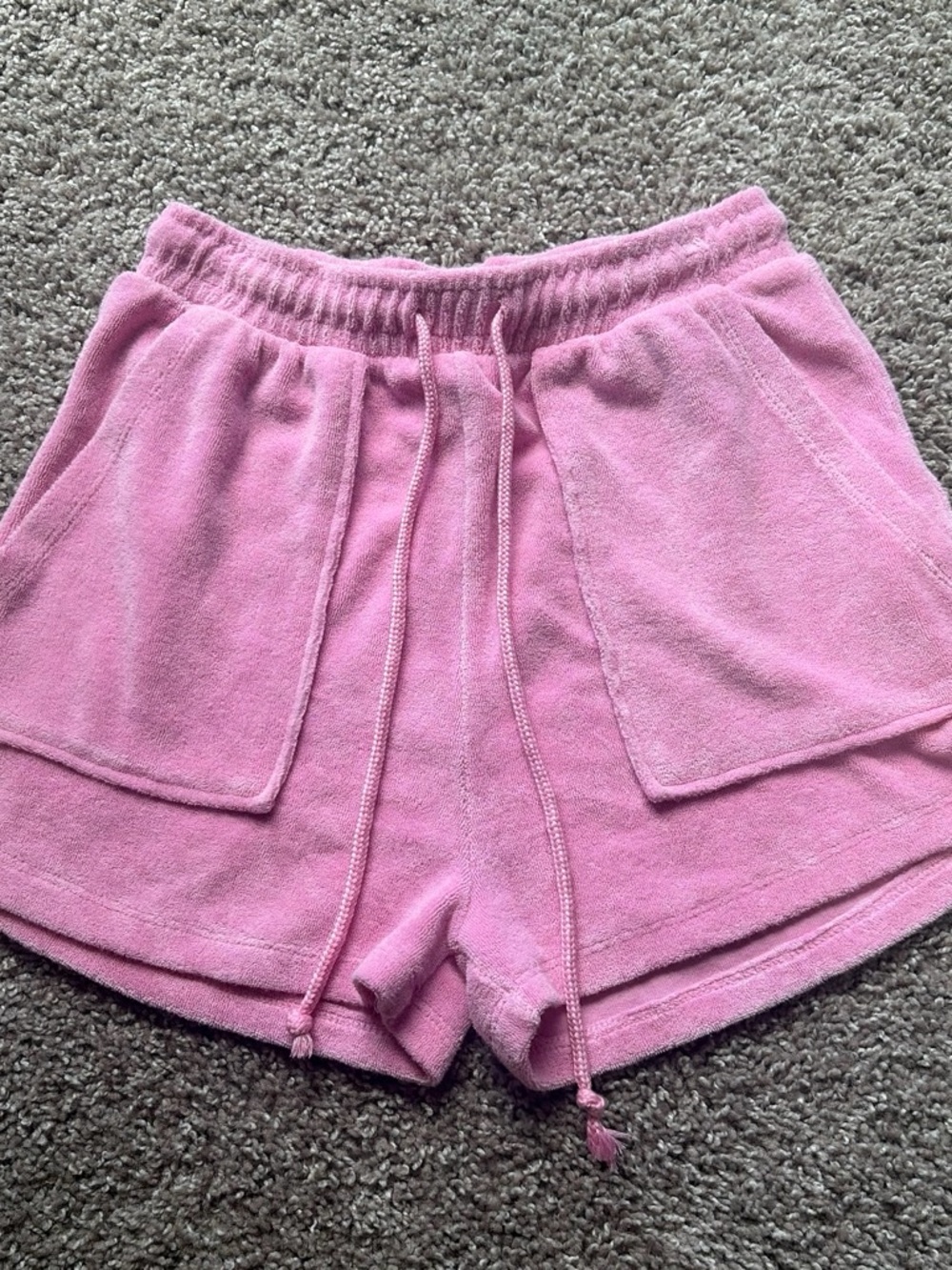 Zara Pink Terry Drawstring Athletic Shorts